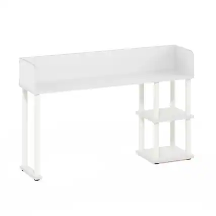 Front. Furinno - Classic Desktop Bookshelf Storage Hutch, Desk Organizer with 3 Shelves - White/White.
