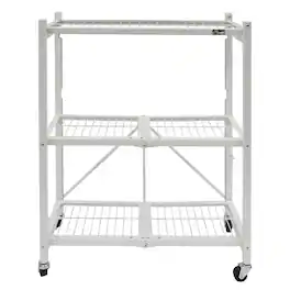 Origami - R3 3 Tier Heavy Duty Foldable Rolling Garage Shelving with Wheels - White