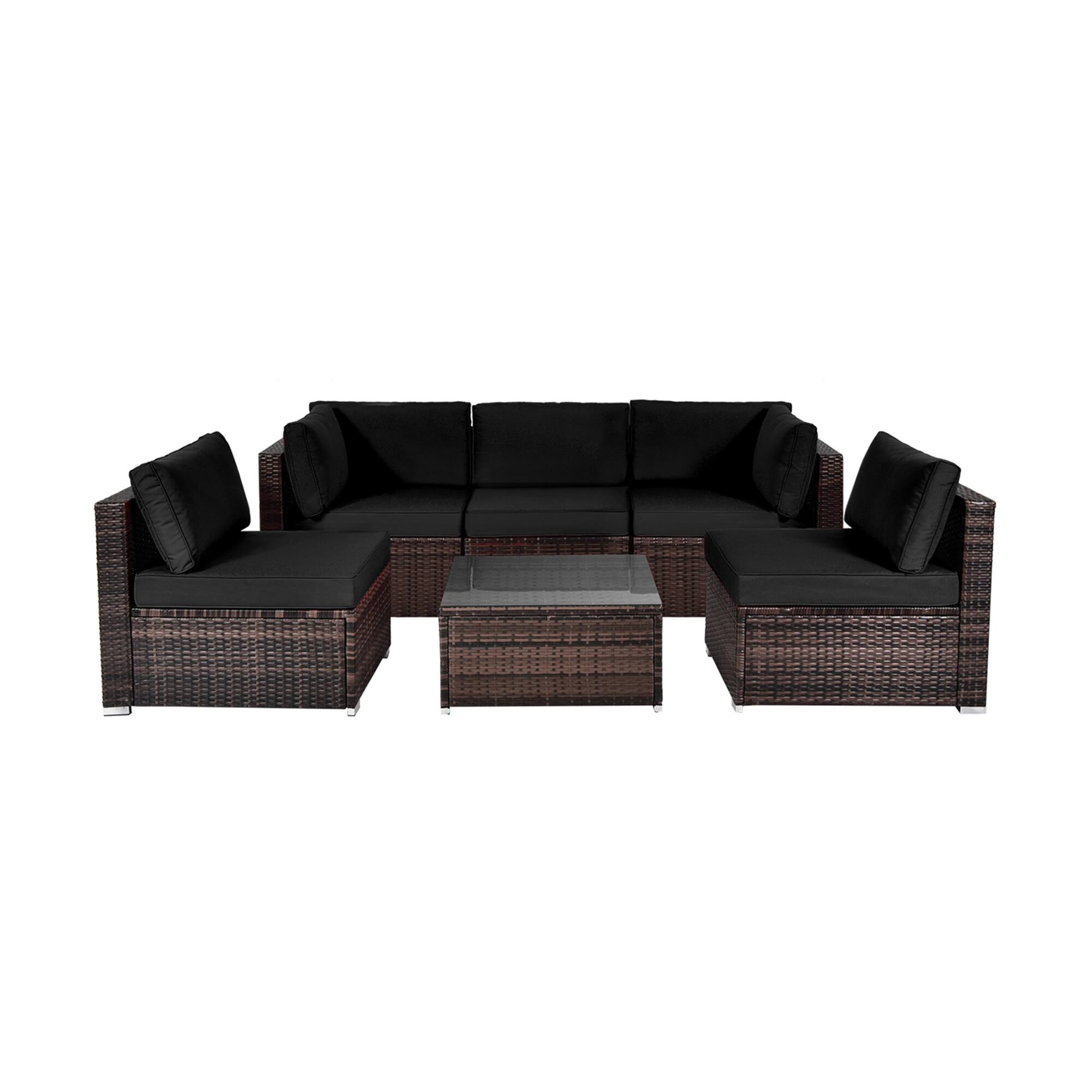 Alt View 9. Gymax - Gymax 6PCS Rattan Outdoor Sectional Sofa Set Patio Furniture Set w/ Black Cushions - Black.