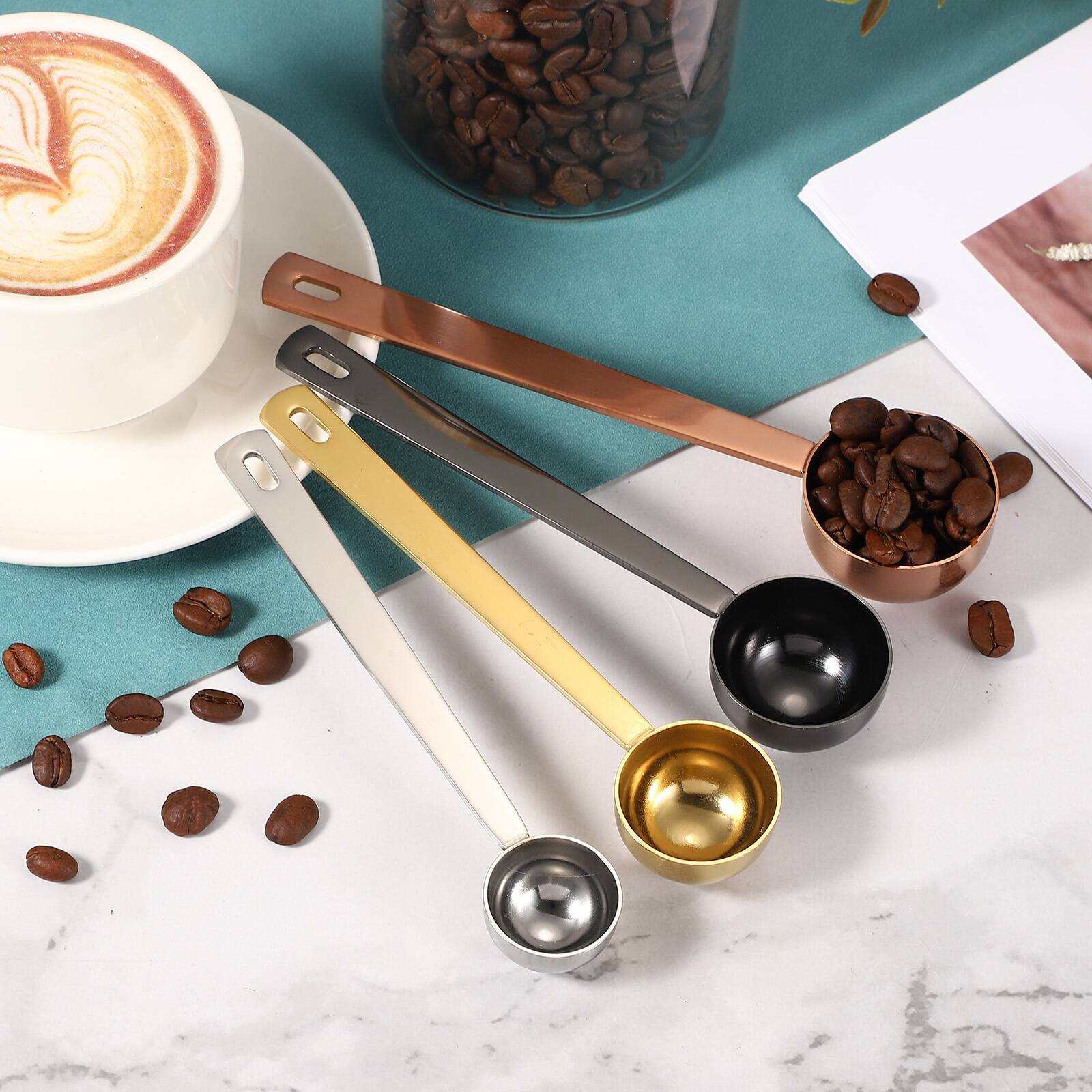 Alt View 3. Unique Bargains - 2pcs Measuring Spoon, 5ml Long Handle Table Scoop Teaspoon for Coffee Tea Sugar Cooking Baking - Silver.