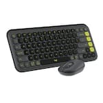 Logitech - POP ICON COMBO Compact TKL Wireless Bluetooth Keyboard and Mouse Bundle with Programmable Quiet Keys and Buttons - Graphite & Lime