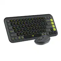 Logitech - POP ICON COMBO Compact TKL Wireless Bluetooth Keyboard and Mouse Bundle with Programmable Quiet Keys and Buttons - Graphite & Lime - Front_Zoom