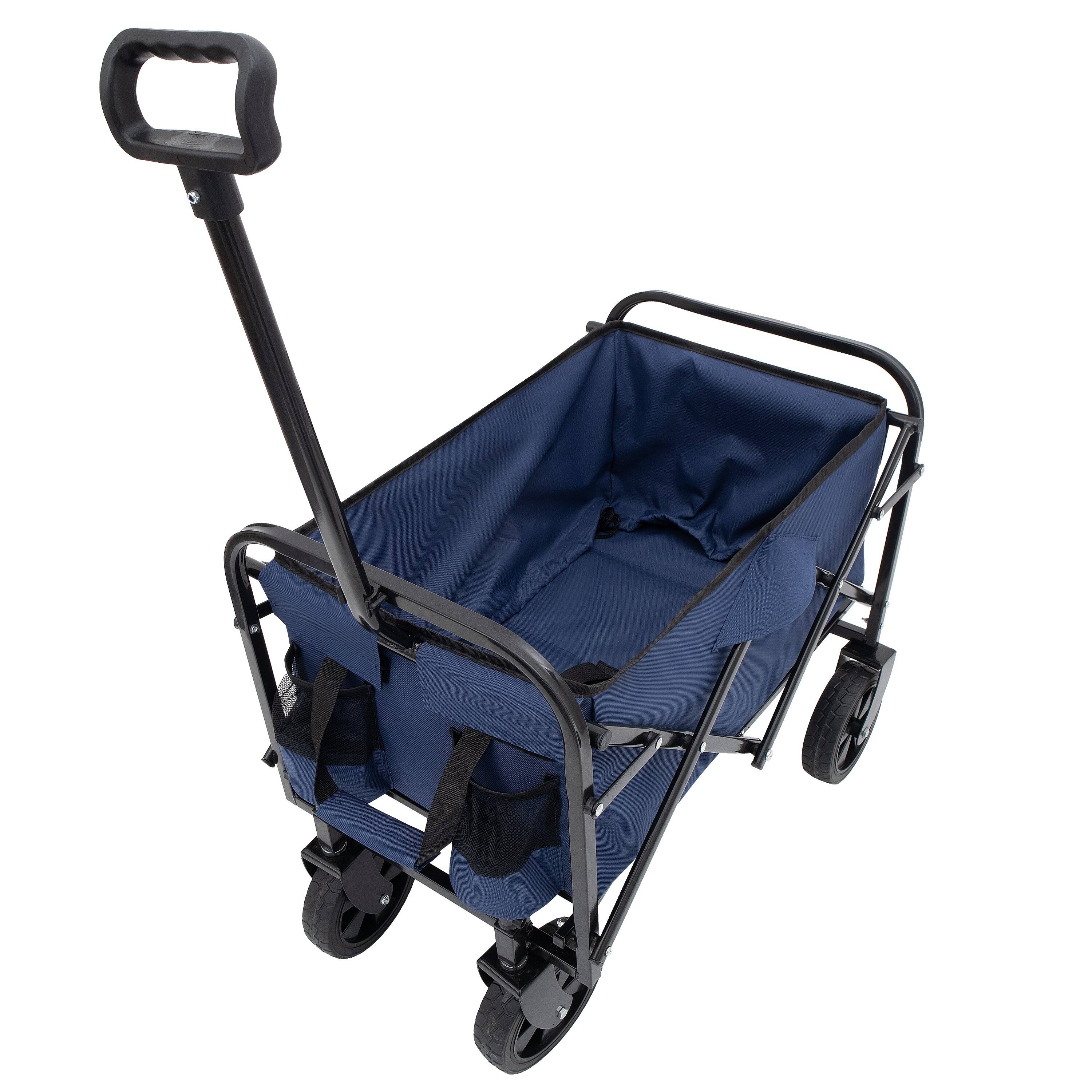 Alt View 2. Mondawe - Extendable Collapsible Wagon Utility Carts w/ 225LBS Capacity, 360° Wheels - Dark Blue.