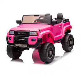 GARVEE - 24V Toyota Licensed Kids Ride On Car 2-Seater Electric Off-Road Truck w/ Remote Control | 4WD/2WD Switchable,LED Lights - Pink