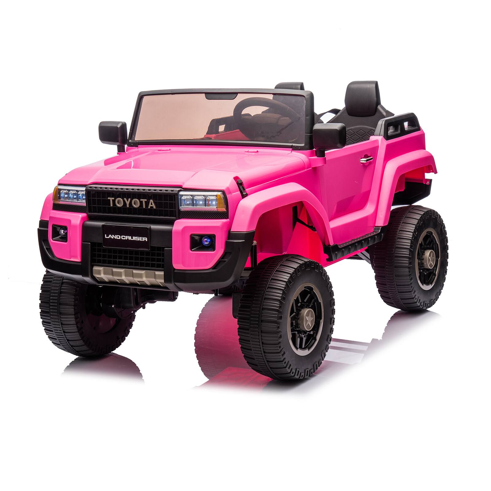 GARVEE - 24V Toyota Licensed Kids Ride On Car 2-Seater Electric Off-Road Truck w/ Remote Control | 4WD/2WD Switchable,LED Lights - Pink