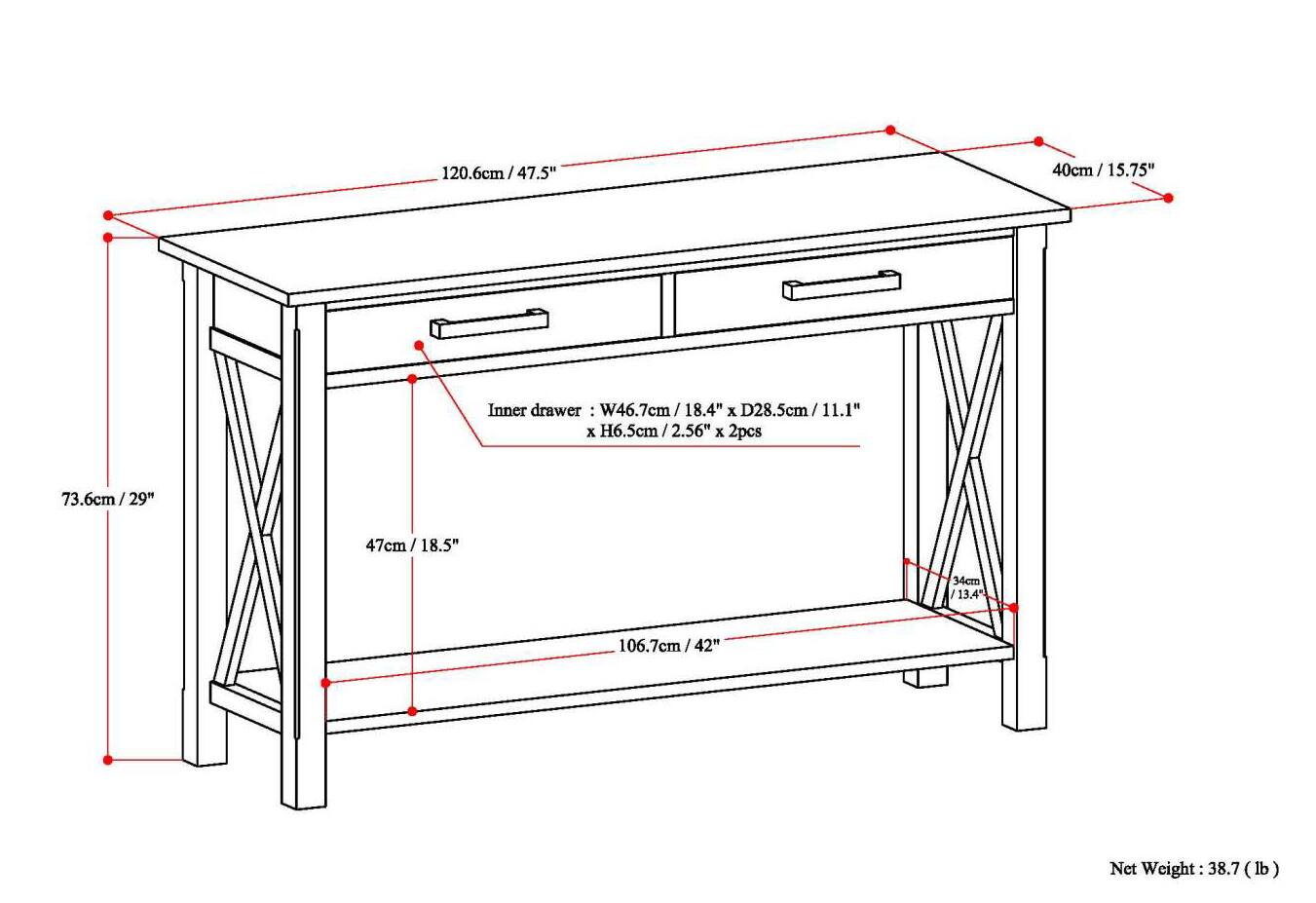 Alt View 17. Simpli Home - Kitchener Console Sofa Table - Hickory Brown.