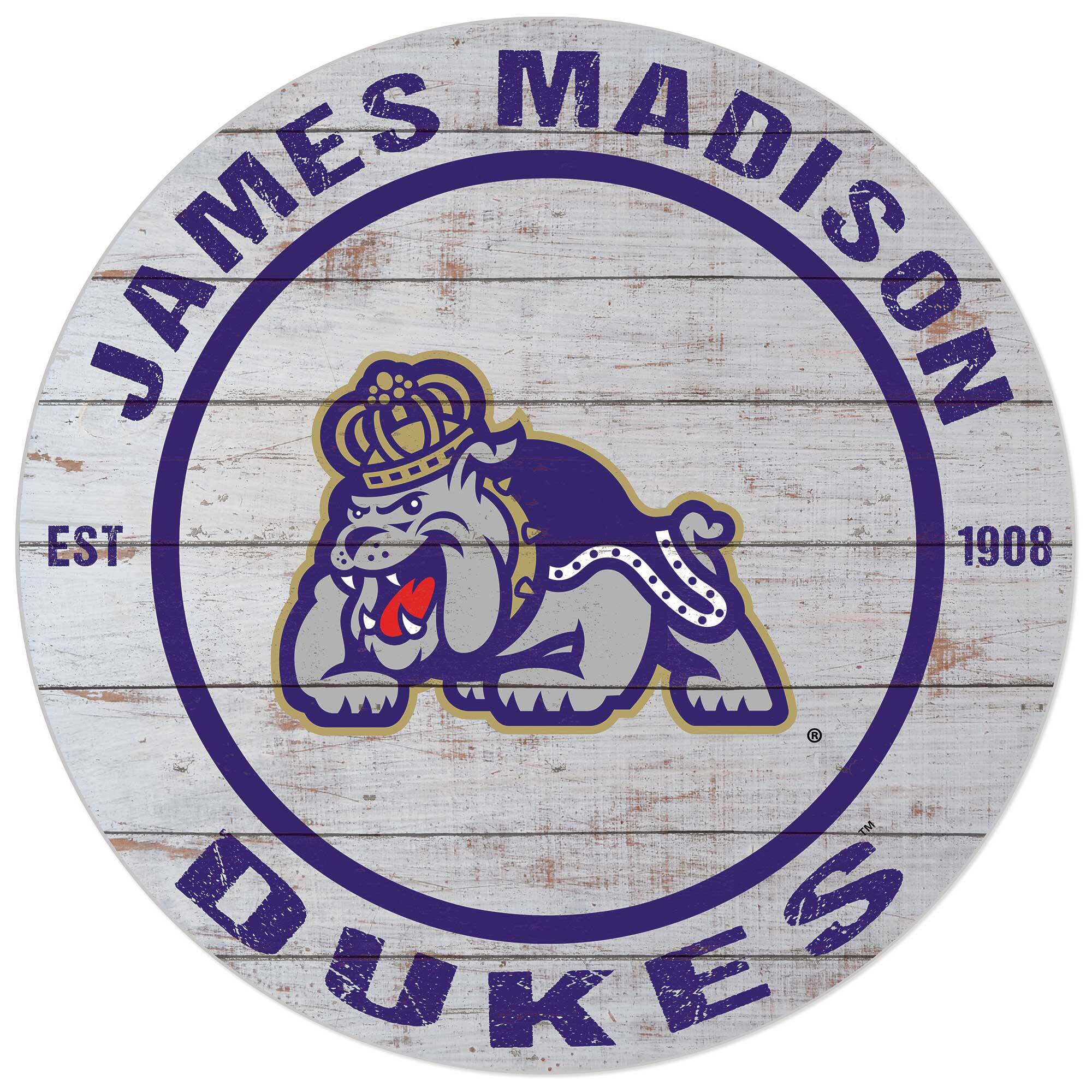 White James Madison Dukes 20'' x 20'' Indoor/Outdoor Weathered Circle Sign