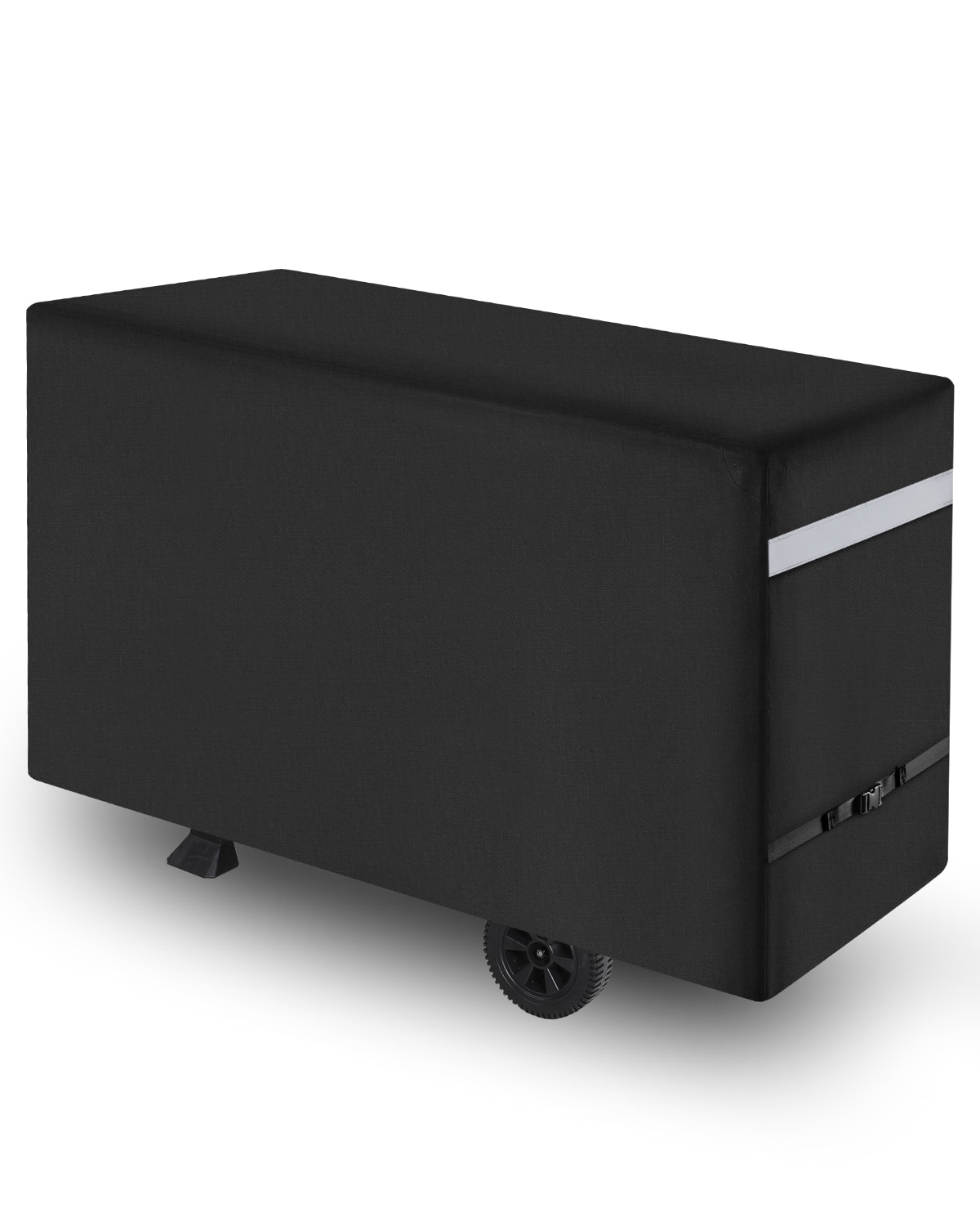 Front. VEVOR - Grill Cover, 59 inch BBQ Covers for Outdoor Grills, Fade Resistant, Weather Resistant Heavy Duty 600D Polyester - Black Fabric, White Reflective Strips.