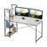 Left. Bestier - Modern Office Desk with Storage Shelf, Headset Hook, and Reversible Bookshelf - 56" wide - Light Oak.