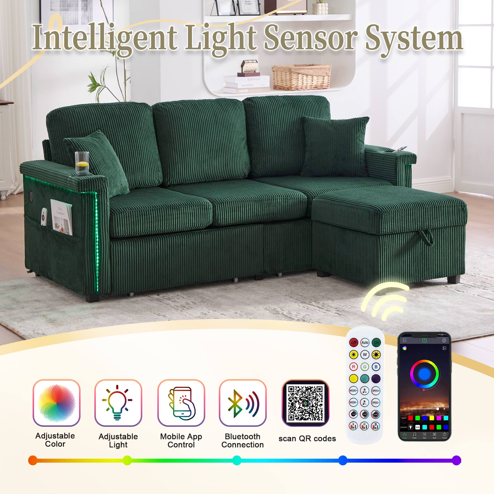 Intelligent Light Sensor System

- Adjustable Color
- Adjustable Light
- Mobile App Control
- Bluetooth Connection
- Scan QR codes