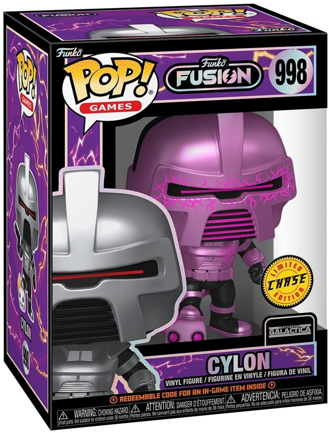 Funko POP! FUSION 998 GAMES GAMES CYLON LIMITED CHASE EDITION BATTLESTAR GALACTICA CYLON VINYLE I FIGURA DE VINIL I FIGURINE EN VINYL FIGURE + IN-GAME ITEM INSIDE CODE FOR AN PELIGRO DE ASFIXIA. REDEEMABLE D'ETUFFEMENT. ADVERTENCIA: para nios menores de 36 meses. DANGER pequerias. No es adecuado HAZARD. ATTENTION: enfants de moins de 36 mois. Partes WARNING: CHOKING Ne convient pas aux 36 months. Petites pices. Not suitable for children under Small parts.