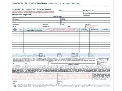 STRAIGHT BILL OF LADING - SHORT FORM  
AB3876, 0012, 0054, 13641, 13841, 2043  

STRAIGHT BILL OF LADING - SHORT FORM  
Date:  
Bill of Lading No:  
Shipper's Ref:  
Carrier's Ref:  

Original - Not Negotiable  

To Consignee:  
[Name]  
[Address]  
[City, State, Zip]  

From Consignor:  
[Name]  
[Address]  
[City, State, Zip]  

Description of Goods:  
[Description]  

Quantity:  
[Quantity]  

Kind of Goods:  
[Kind of Goods]  

Rate or Class:  
[Rate or Class]  

Changes:  
[Changes]  

Freight Charges:  
[Freight Charges]  

Other Charges:  
[Other Charges]  

Total:  
[Total]  

Freight Damages:  
[Freight Damages]  

Carrier:  
[Carrier]  

Shipper:  
[Shipper]  

Consignee:  
[Consignee]  

[Signature]  
[Date]  

[Signature]  
[