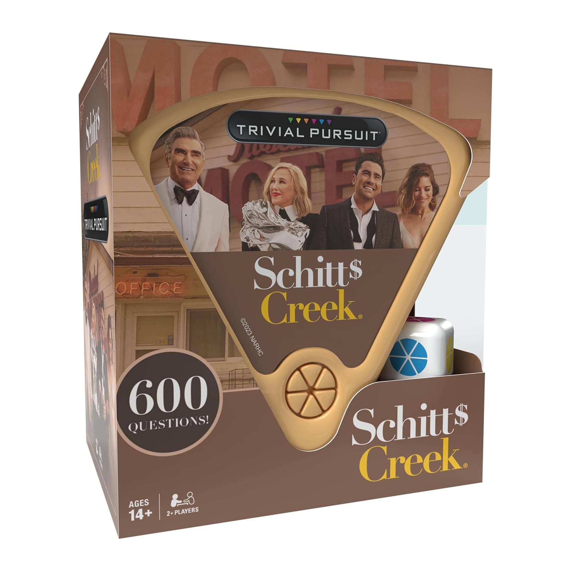 TRIVIAL PURSUIT  
Schitt's Creek  
600 QUESTIONS!  
AGES 14+  
2+ PLAYERS
