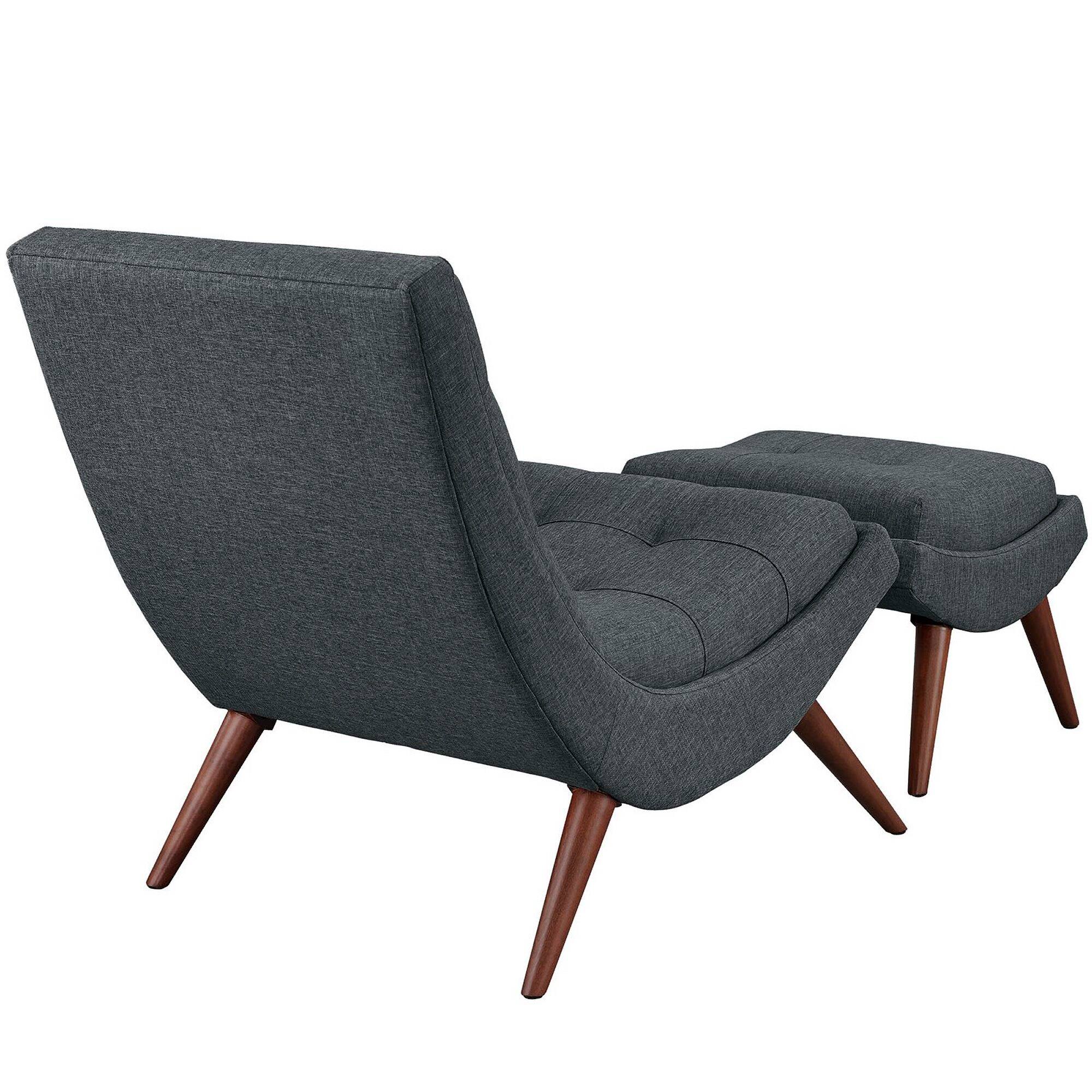 Back. Modway - Ramp Upholstered Fabric Lounge Chair Set by Modway - Gray.