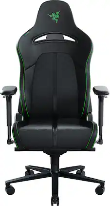 Razer - Enki Gaming Chair with Synthetic Leather for All-Day Comfort - Black/Green