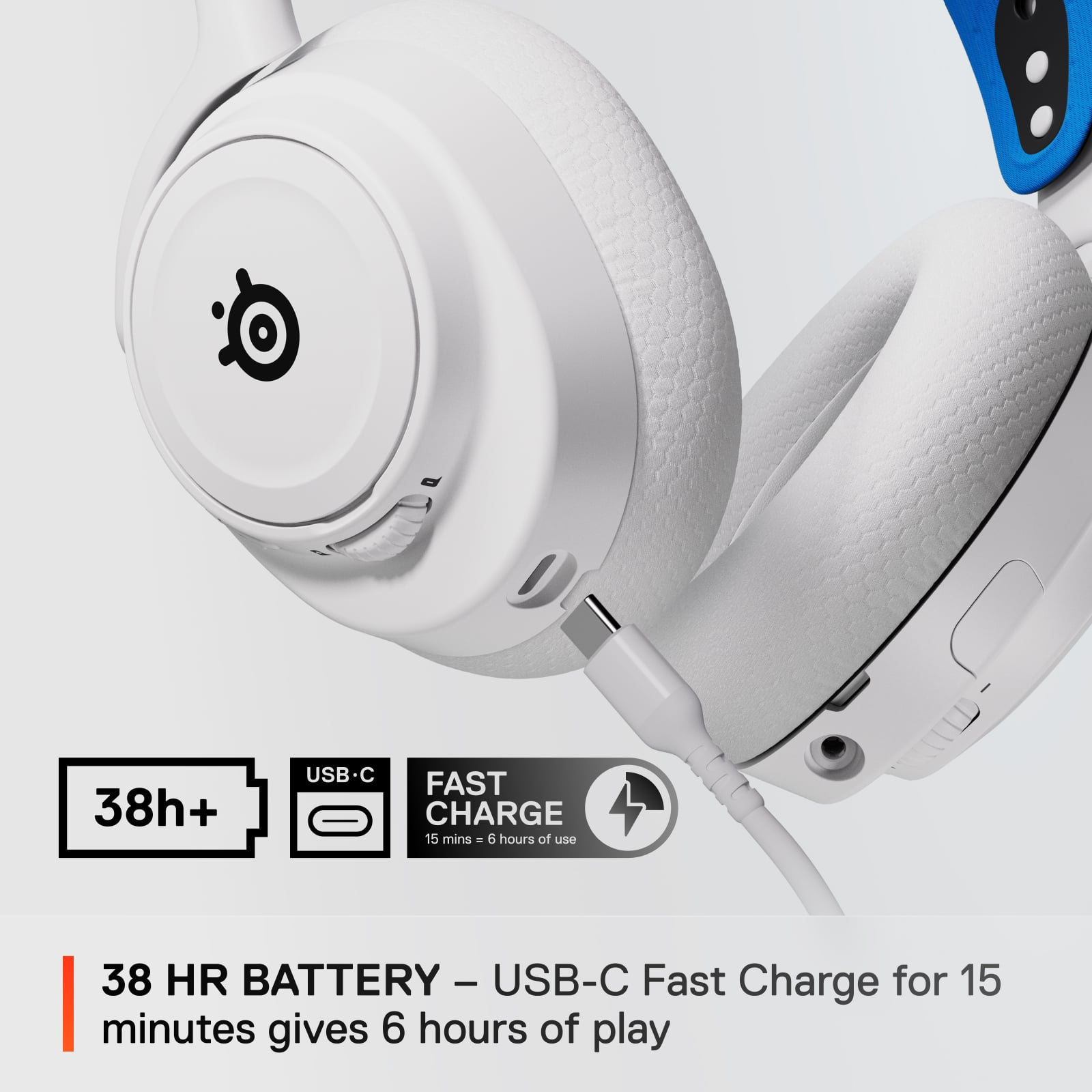 38 HR BATTERY - USB-C Fast Charge for 15 minutes gives 6 hours of play.
