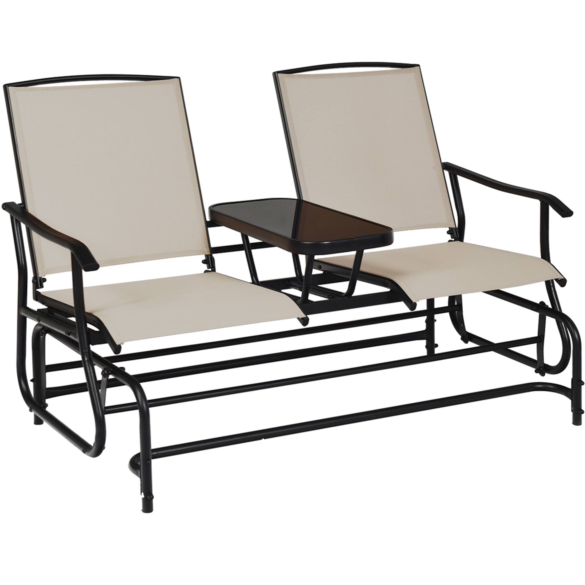 Alt View 1. Gymax - Gymax Patio 2-Person Glider Rocking Char Loveseat Garden w/ Tempered Glass Table - White.