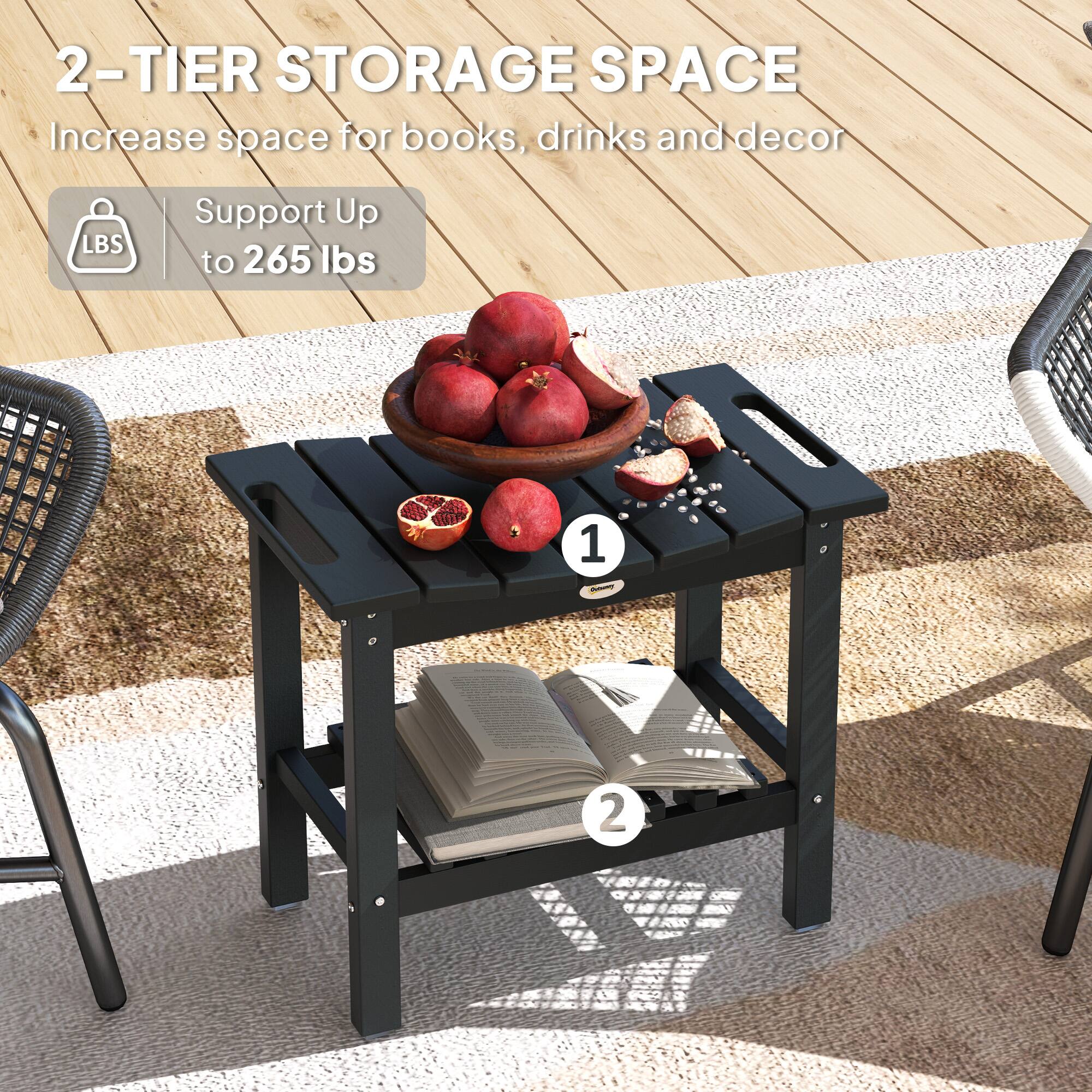 2-TIER STORAGE SPACE
Increase space for books, drinks and decor
Support Up to 265 lbs
1 2