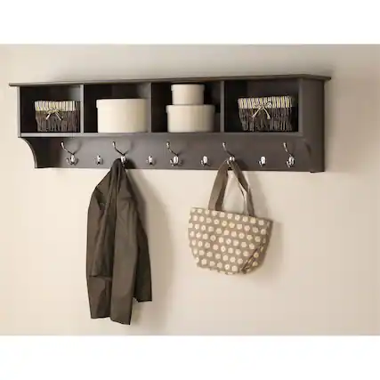 Front. Prepac - Espresso 60" Wide Hanging Entryway Shelf - Espresso.