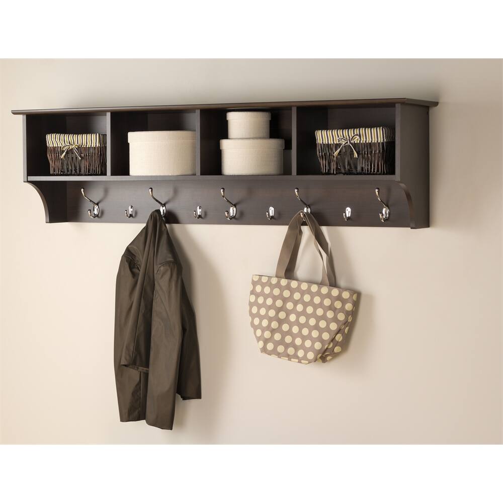Front. Prepac - Espresso 60" Wide Hanging Entryway Shelf - Espresso.