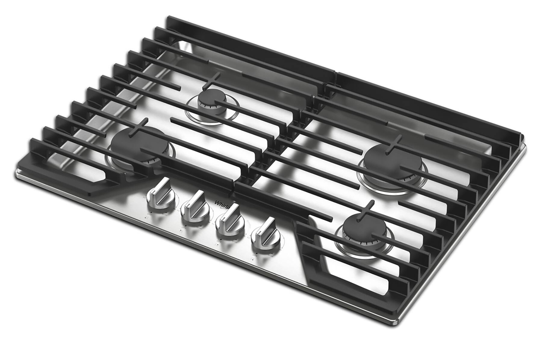 Alt View 12. Whirlpool - 30" Built-In Gas Cooktop with 4 Burners and EZ-2-Lift Hinged Cast-Iron Grates - Stainless Steel.