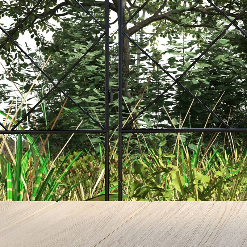 Alt View 8. Outsunny - Garden Fence, 4 Pack Steel Fence Panels, 11.5' L x 43" H, Rust-Resistant Animal Barrier Decorative Border Flower Edging - Black.