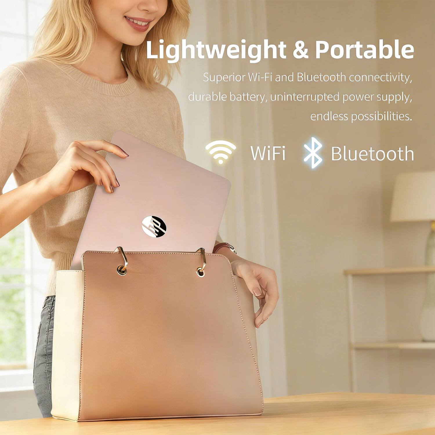 Lightweight & Portable  
Superior Wi-Fi and Bluetooth connectivity, durable battery, uninterrupted power supply, endless possibilities.  
WiFi Bluetooth
