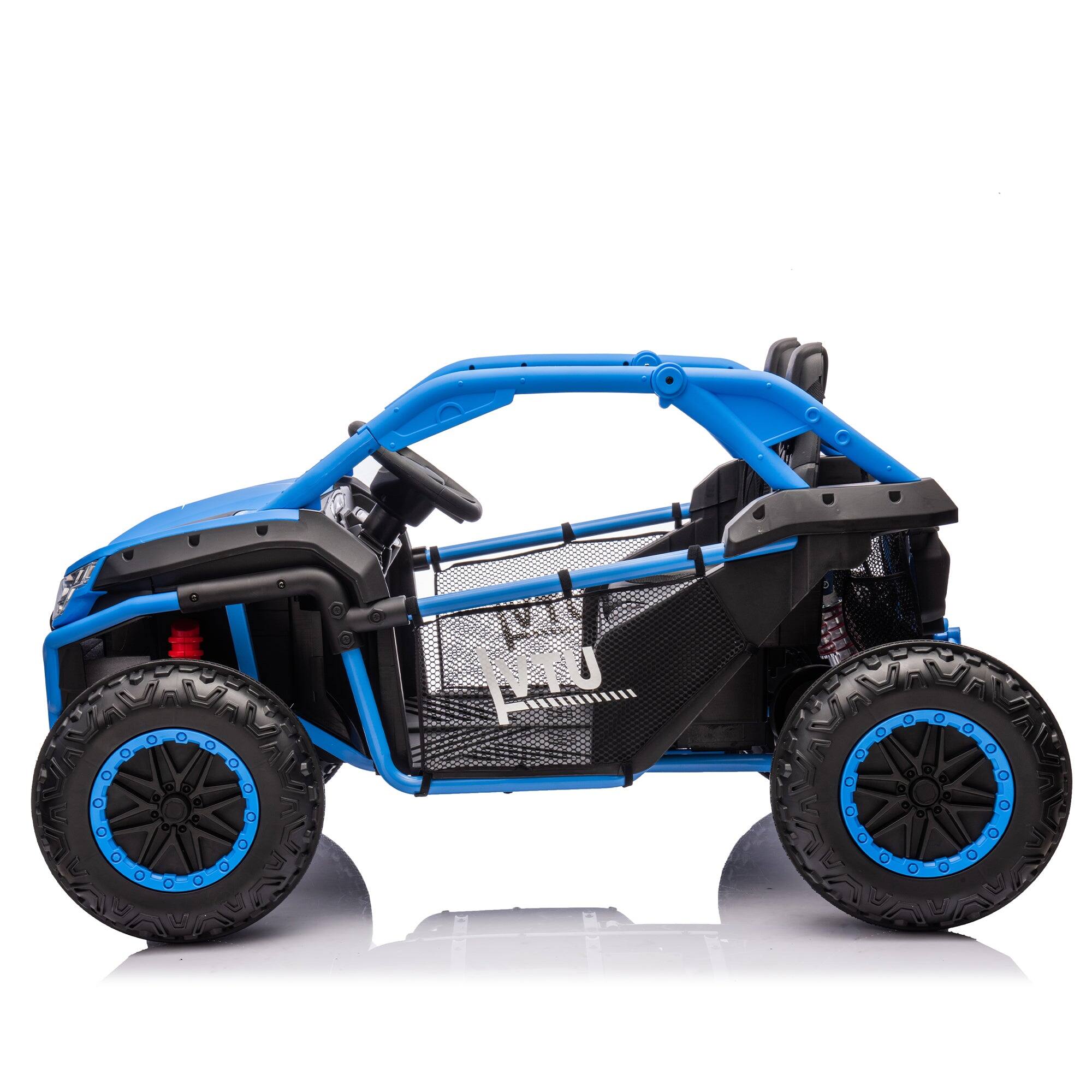 Alt View 4. Boyel Living - 3+ Blue 24V TwoSeater Kids Ride On UTV with Parents Remote Control Twin 200W Motor - blue.