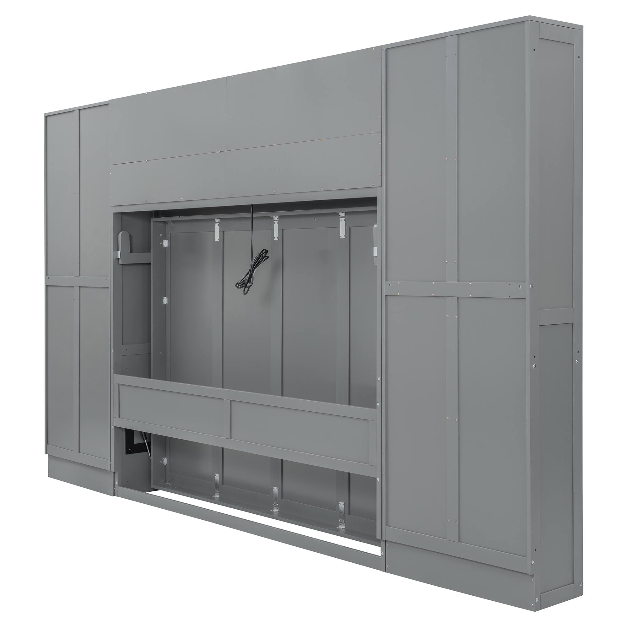 Alt View 1. Anysun - Queen Size Murphy Bed Wall Bed with Closet , Drawers and Shelves - Gray.