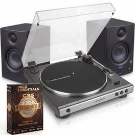 Audio-Technica - Fully Automatic Belt-Drive Turntable Gunmetal with Speaker Bundle