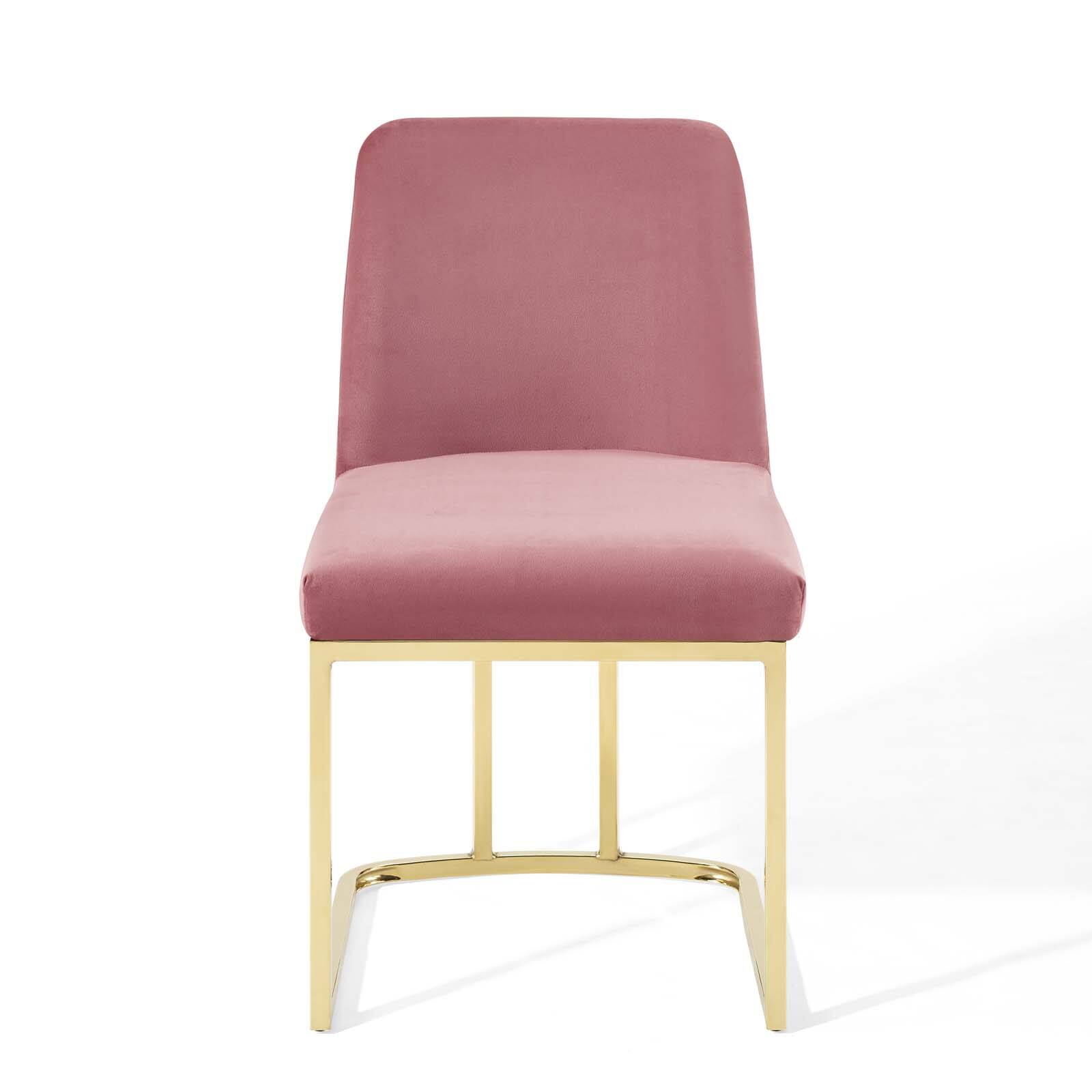 Alt View 4. Modway - Amplify Sled Base Performance Velvet Dining Side Chair by Modway - Gold Dusty Rose.
