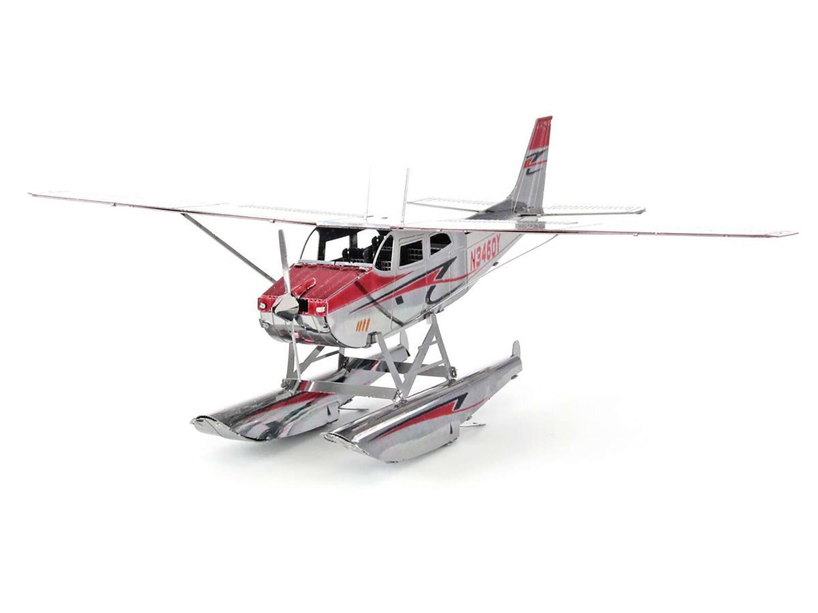 Left. Metal Earth - Model Kit Cessna 182 Floatplane White and Red (Moderate Difficulty) Steel Model by Metal Earth - White and Red.
