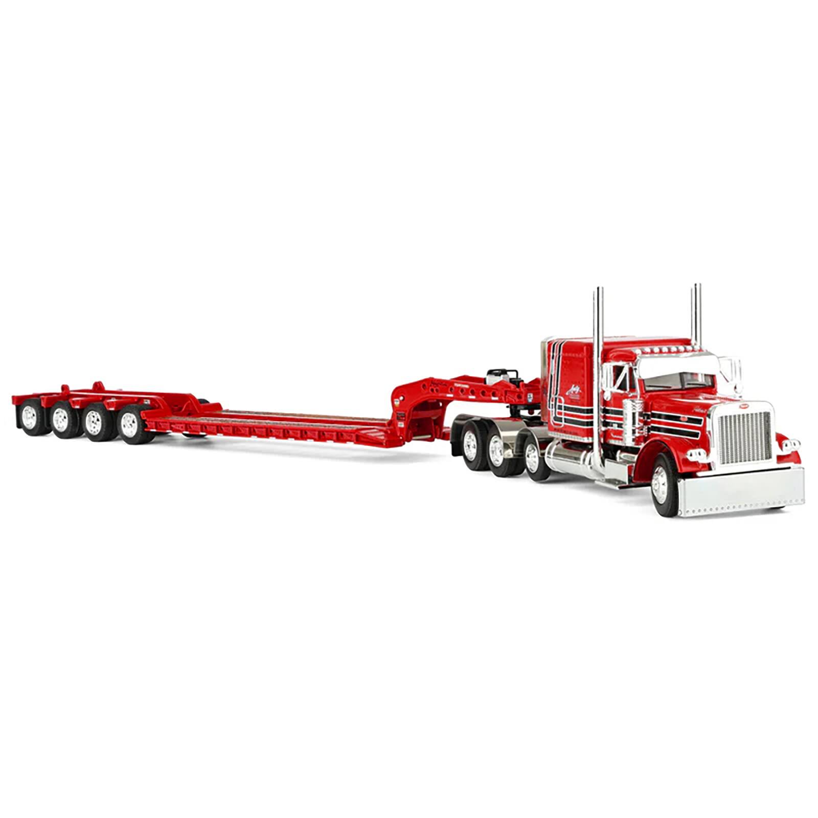 Alt View 4. First Gear - Peterbilt 379 with 63" Flat Top Sleeper & Fontaine Magnitude Trailer w/Fliptail Red w/Black 1/64 Model by DCP/First Gear.