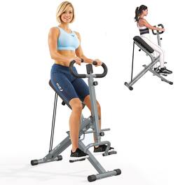 KERDOM - 2 in 1 Foldable Squat Rowing Machine with Adjustable Resistance & Angle, Leg Glute & Full-Body Workout for Home Gym - Black Silver