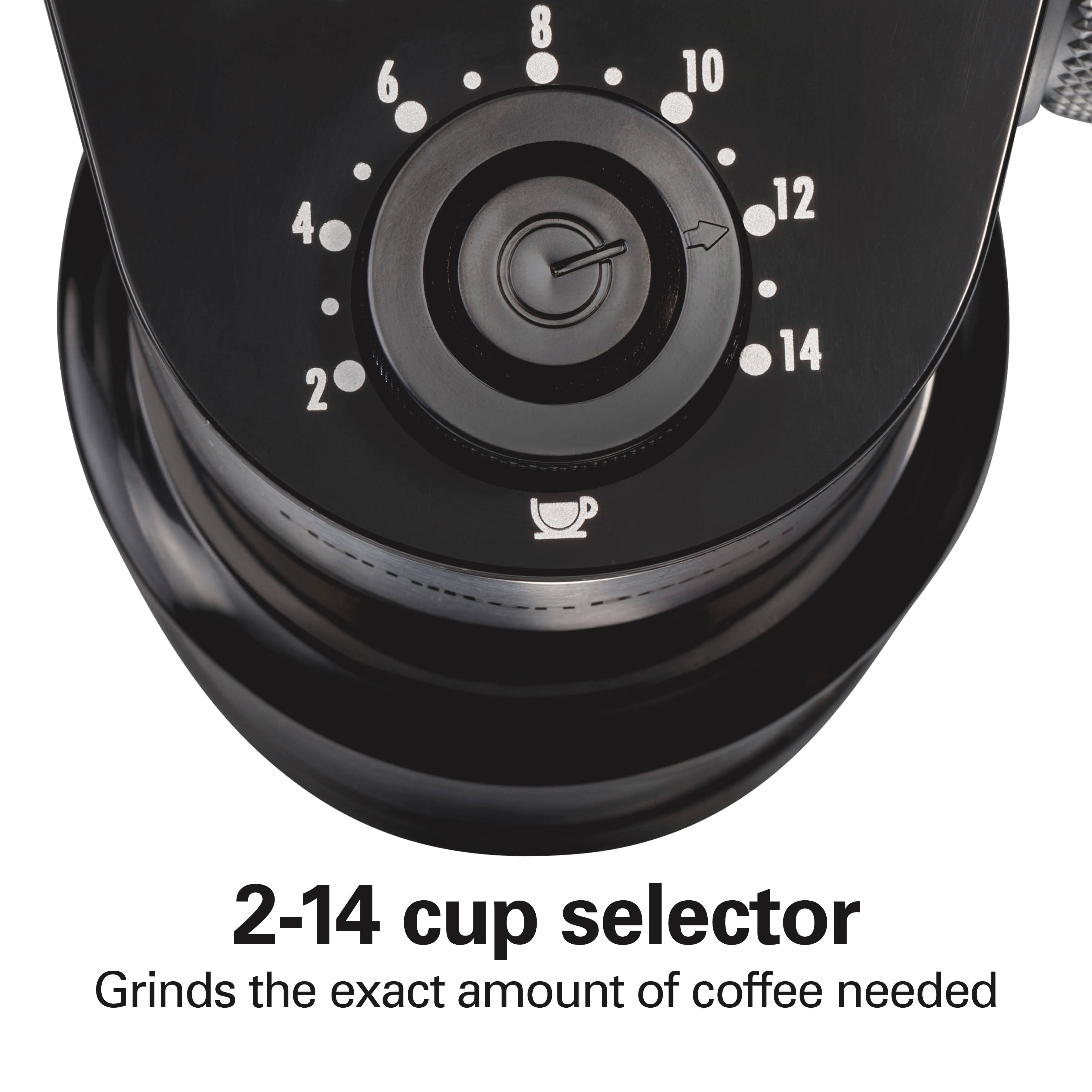 2-14 cup selector
Grinds the exact amount of coffee needed