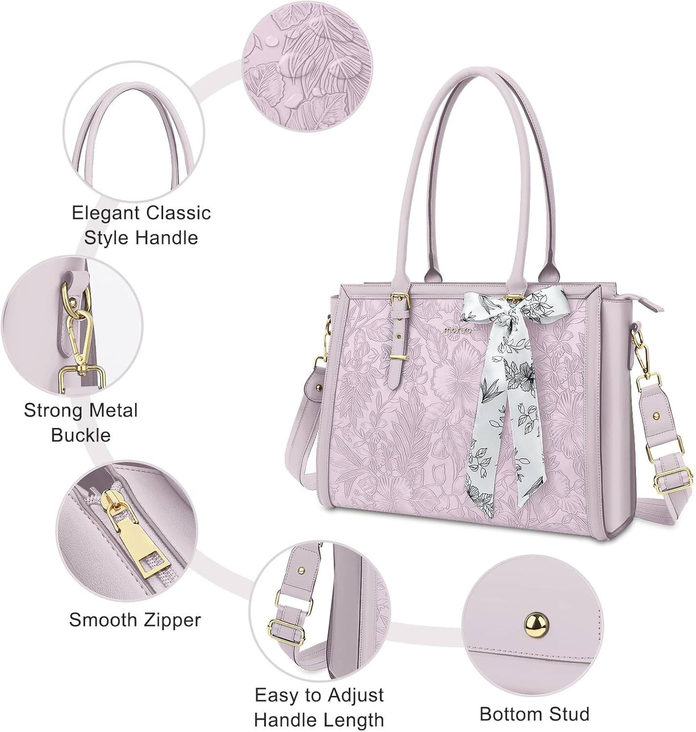 Elegant Classic Style Handle  
Strong Metal Buckle  
Smooth Zipper  
Easy to Adjust Handle Length  
Bottom Stud