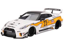 Nissan LB-Silhouette WORKS GT 35GT-RR Ver.1 RHD #23 White w/Yellow Stripes "LB Racing" 1/18 Model Car by Top Speed