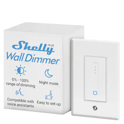 Shelly Wall Dimmer Plus
0% - 100% range of dimming
Night mode
Compatible with voice assistants
Easy to set up
