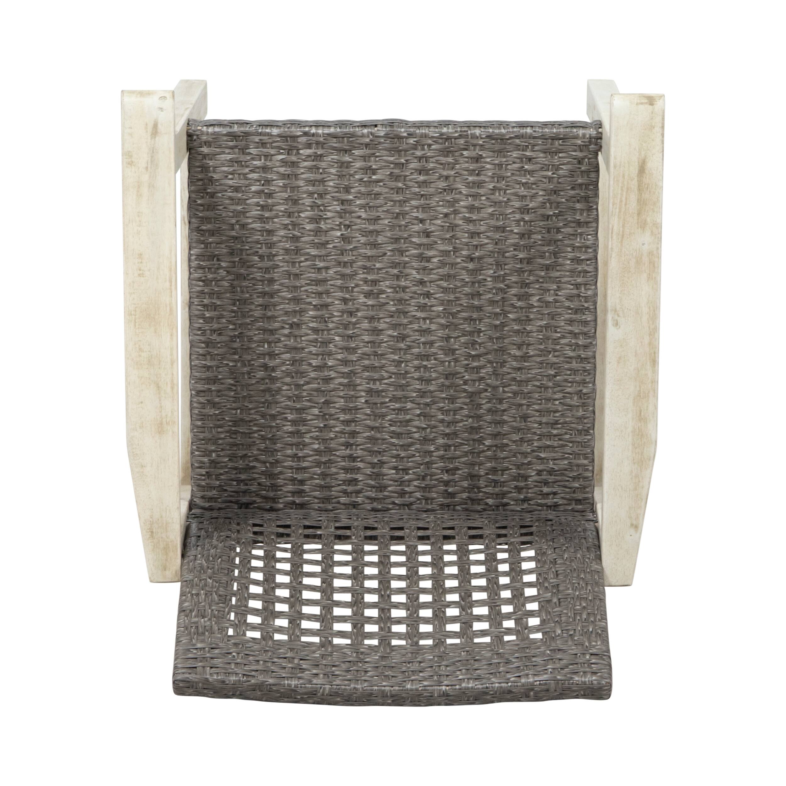 Alt View 4. Whisen - Acacia Wood and Wicker Dining Chair Set of 2, Weather-Resistant Seating for Patio, Garden & Balcony - Light Gray.