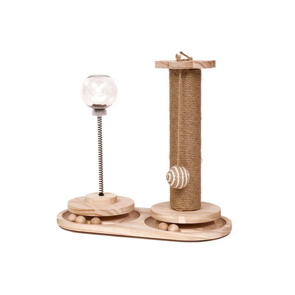 Front. Armarkat - Interactive Scratch Post Activity Center The Ultimate Cat Playground - Beige.