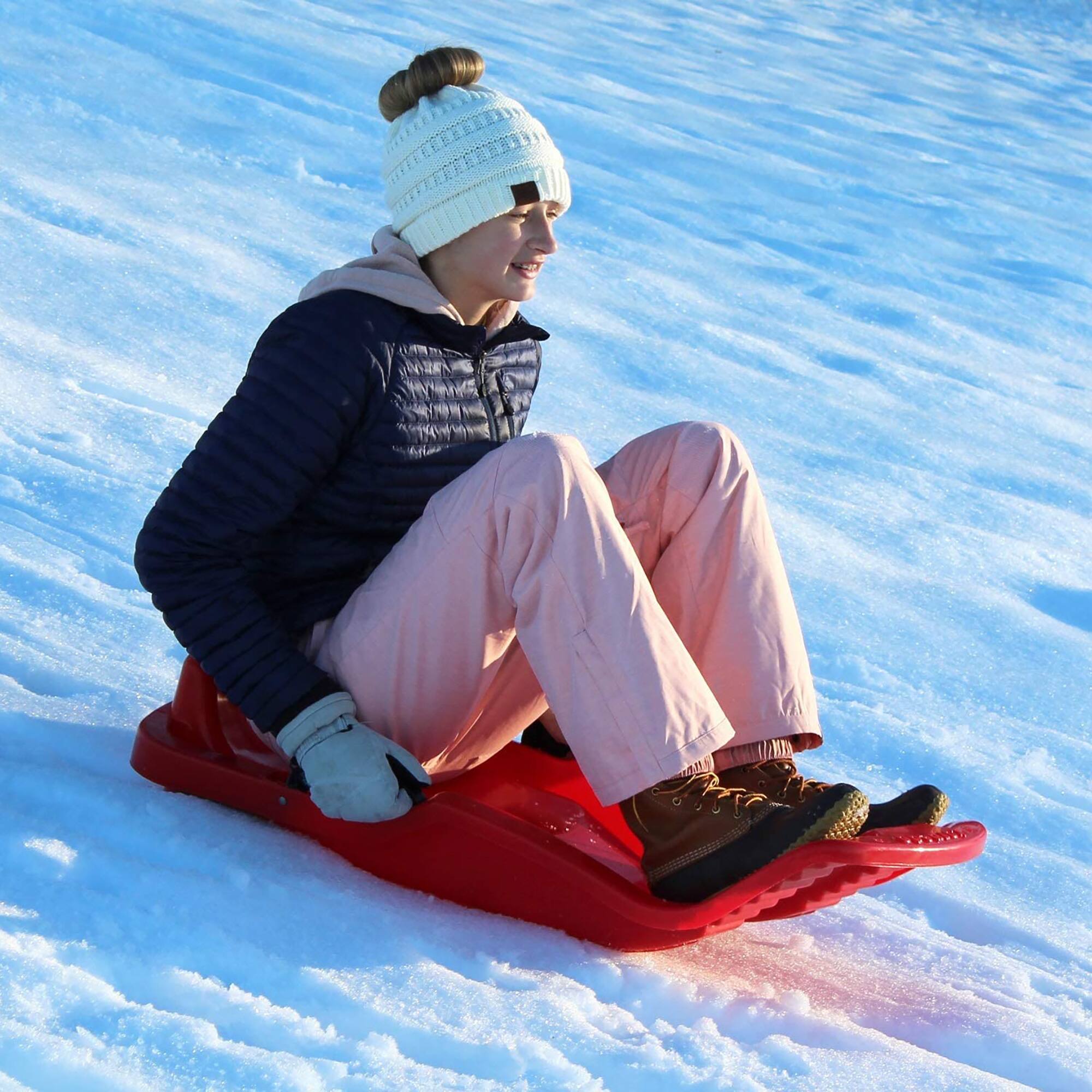 Alt View 5. Flexible Flyer - Flexible Flyer Winter Heat Snow Sled w/ Steering and Brakes for Kids and Adults - Red.