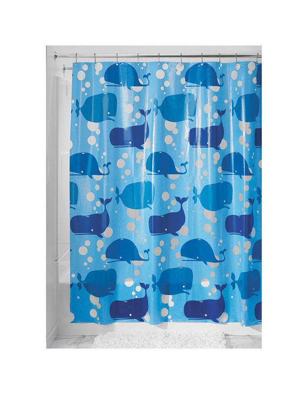 Angle. iDesign - iDesign 72 in. H X 72 in. W Blue Moby Shower Curtain Polyethylene - Blue.