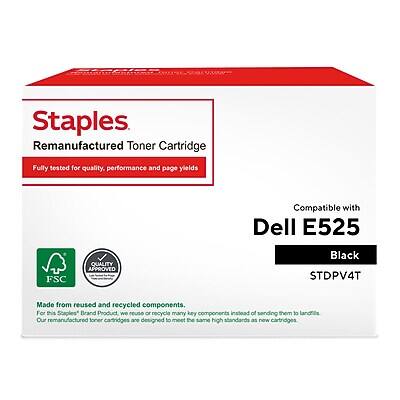 Staples Remanufactured Toner Cartridge  
Fully tested for quality, performance, and page yields  

Compatible with Dell E525  
Black  
STDPV4T  

FSC QUALITY APPROVED  

Made from reused and recycled components.  
For this Staples Brand Product we reuse or recycle many key components instead of sending them to landfills.  
Our remanufactured toner cartridges are designed to meet the same high standards as new cartridges.