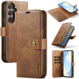 Dteck - Case For Samsung Galaxy S26 2-in-1 Vintage Leather Magnetic Detachable Flip Folio Stand Slim Wallet Cover - Brown