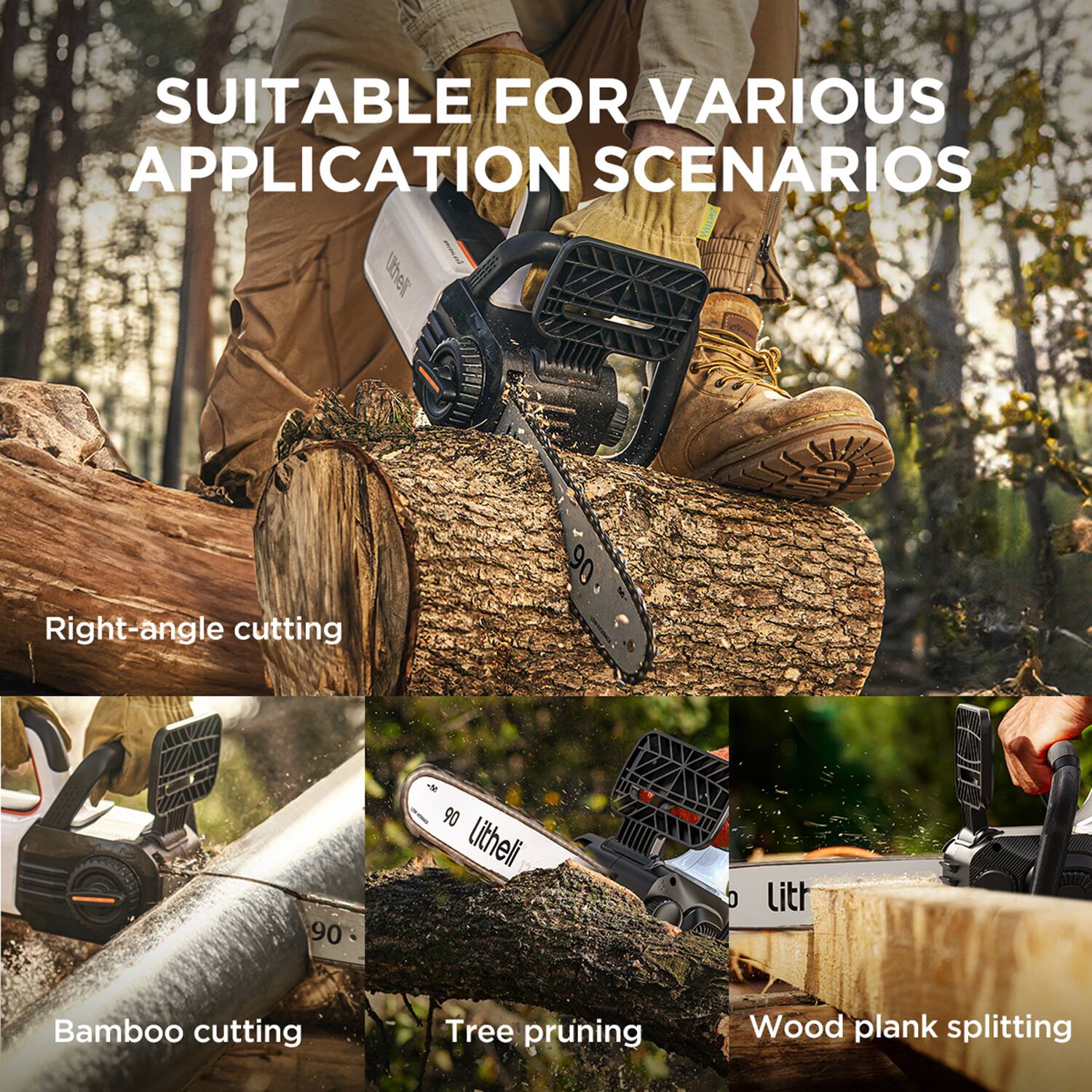 SUITABLE FOR VARIOUS APPLICATION SCENARIOS

Right-angle cutting
Bamboo cutting
Tree pruning
Wood plank splitting