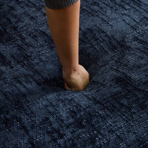 Alt View 1. Anysun - Chenille L-Shape Compressed Sofa - High-Elastic Sponge, Curved Armrests & 4 Throw Pillows for Living Room - Blue.