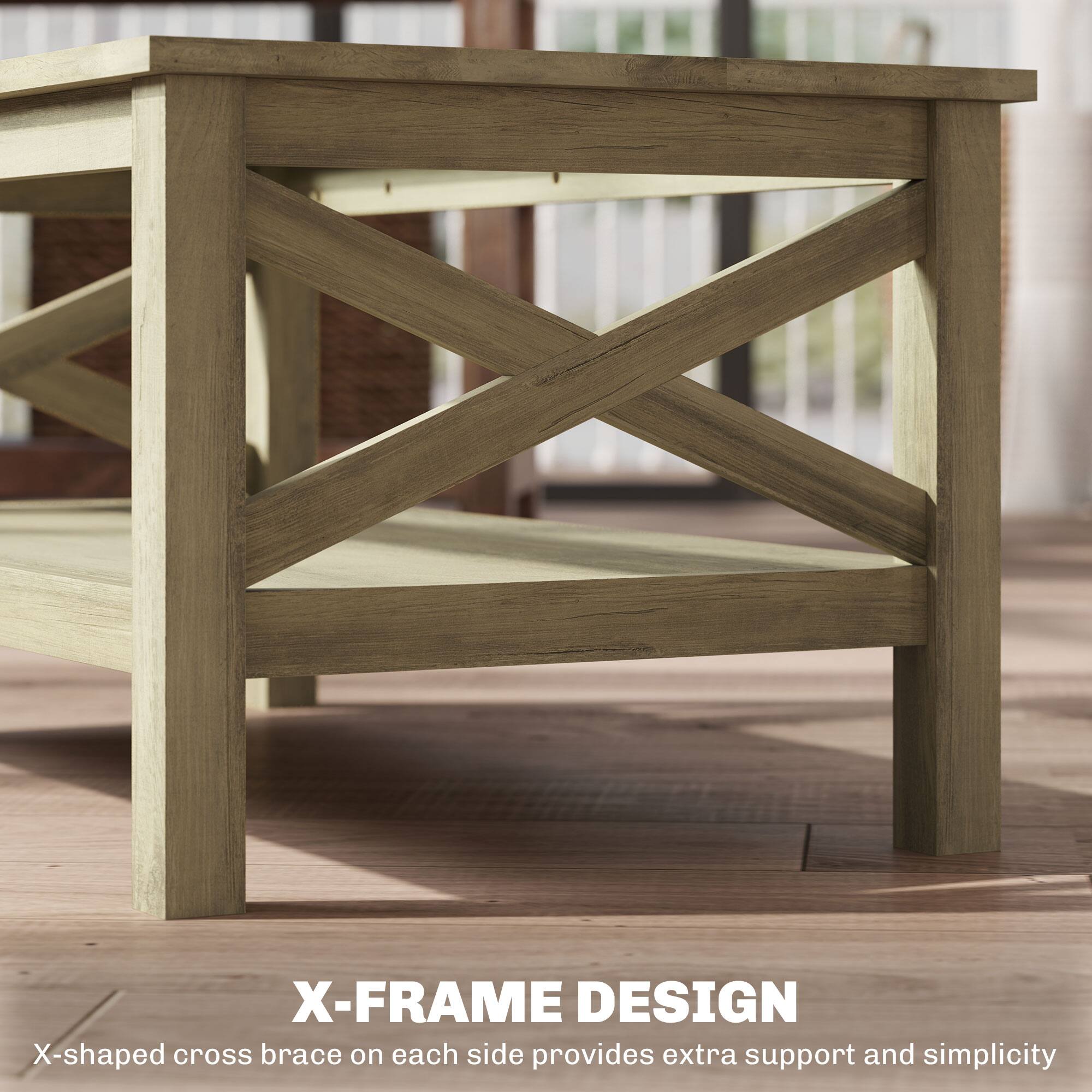 X-FRAME DESIGN

X-shaped cross brace on each side provides extra support and simplicity
