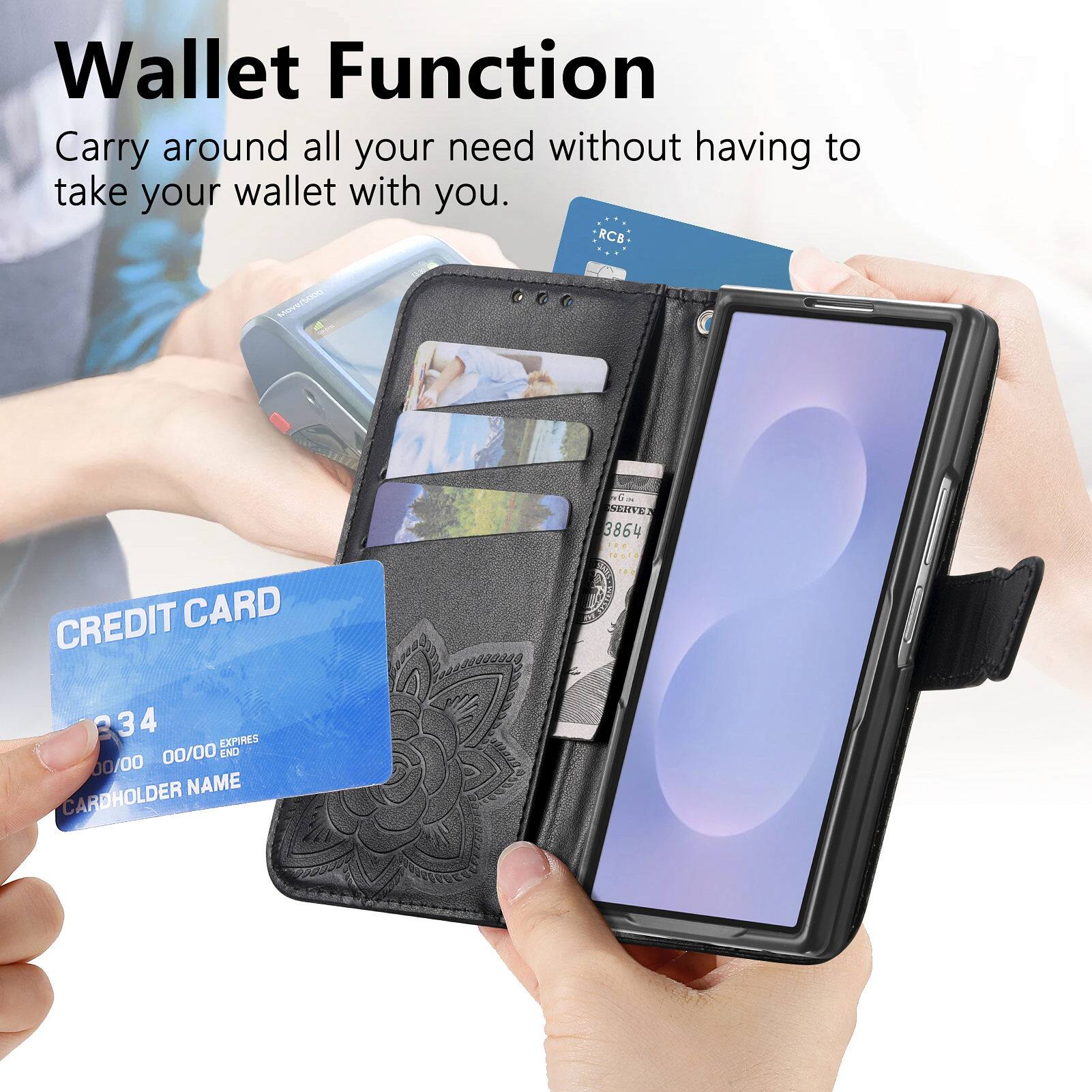 Wallet Function  
Carry around all your need without having to take your wallet with you.  

RCB  
3864  
CREDIT CARD  
234  
EXPIRES 00/00  
END 00/00  
CARDHOLDER NAME