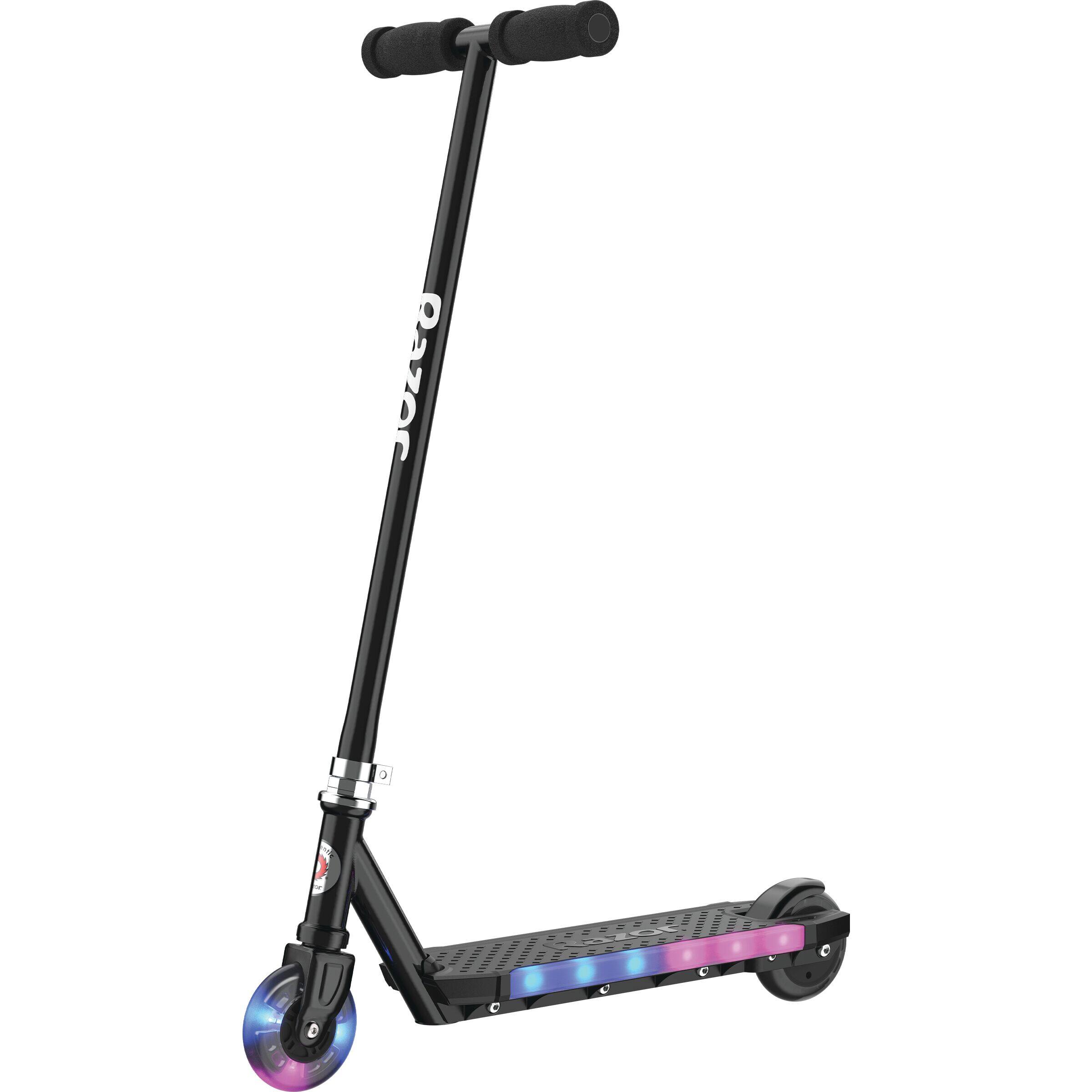 Angle. Razor - Kick 2 Glow - Motion-activated LED Light-Up Kick Scooter for Ages 5+, No Battery Required - Black.