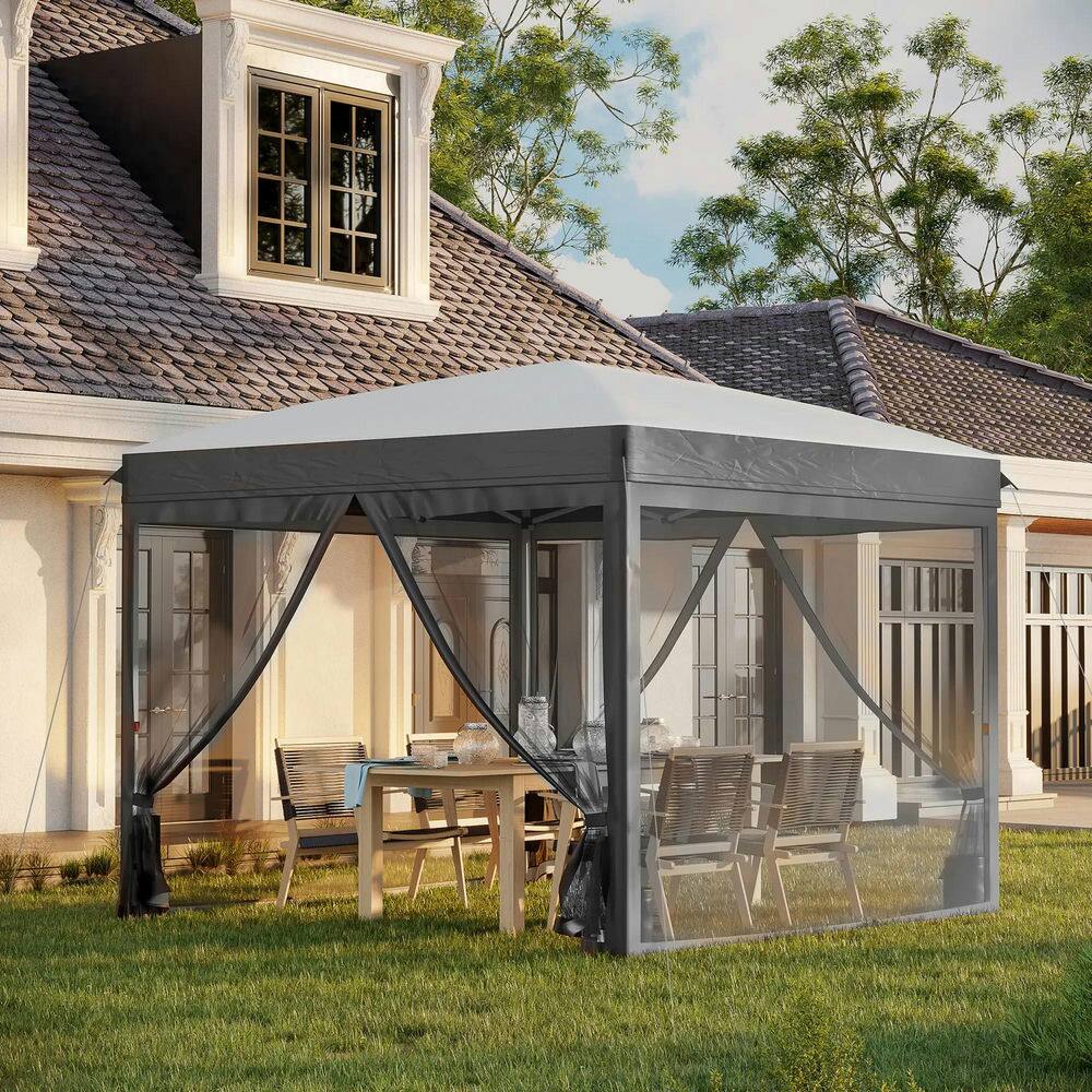 Alt View 6. Spaco - Spaco 10x10 Pop Up Canopy Tent with Netting, Adjustable Height, Easy Setup - Grey.